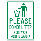 Please Do Not Litter With Graphic Bilingual Sign