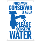 Please Conserve Water Bilingual Sign
