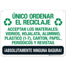 Single Sort Recycling Accepted Materials Spanish Sign
