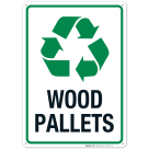 Wood Pallets With Recycle Symbol Sign