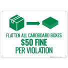 Flatten All Cardboard Boxes $50 Fine Per Violation Sign
