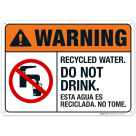 Warning Recycled Water Do Not Drink Bilingual Sign