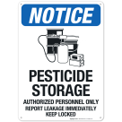 Notice Pesticide Storage Authorized Personnel Only Report Leakage Immediately Sign