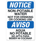 Nonpotable Water Not For Drinking Or Cooking Use Bilingual Sign