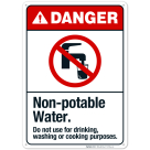 Non Potable Water Not For Drinking Washing Or Cooking Purposes With Symbol Sign