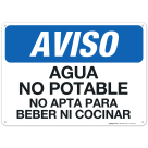 Notice Non Potable Water Not For Drinking Or Cooking Use Spanish Sign
