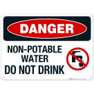 Danger Non Potable Water Do Not Drink With Graphic Sign