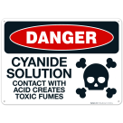 Cyanide Solution Contact With Acid Creates Toxic Fumes Sign