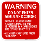 Do Not Enter When Alarm Is Sounding Area Protected Carbon Dioxide Fire Sign