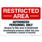 Restricted Area Sign Authorized Personnel Only Access To This Area Is Restricted Sign