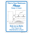 Keep Your Restroom Clean Biligual Sign