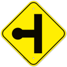 T Junction Road Left Sign