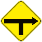 T Junction With Arrow Sign