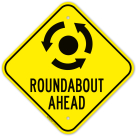 Roundabout Ahead With Clockwise Direction Arrows Sign
