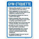 Gym Etiquettes Sign, (SI-70836)