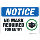 No Mask Required For Entry Sign, (SI-7088)