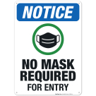 No Mask Required For Entry Sign