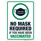 No Mask Required If You Have Been Vaccinated Sign, (SI-7094)