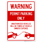 Permit Parking Sign, No Parking Sign