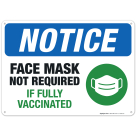 Face Mask Not Required If Fully Vaccinated Sign