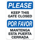 Keep Gate Closed Sign, Bilingual English and Spanish