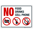No Food, Drinks, Or Cell Phone Sign