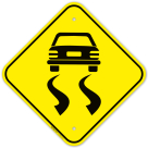 Slippery When Wet Car Graphic Sign