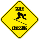 Skier Crossing With Skier Graphic Sign