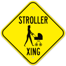 Stroller Crossing With Graphic Sign