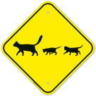 Cat With Kittens Crossing Sign