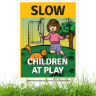 Slow Children At Play With Kid And Cat Graphic Sign