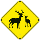 Deer With Fawn Crossing Sign