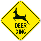 Deer Crossing With Graphic Sign