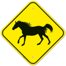 Warning Horse Graphic Sign