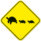Turtle Crossing Graphic With Baby Turtle Sign