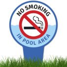 No Smoking In Pool Area With Stake Sign