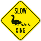 Slow Crossing Duck And Ducklings Graphic Sign