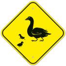 Duck And Duckling Crossing Road Graphic Sign