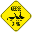 Geese Crossing With Graphic Sign