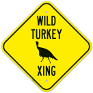 Wild Turkey Crossing With Graphic Sign
