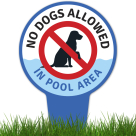 No Dogs Allowed In Pool Area With Stake Sign