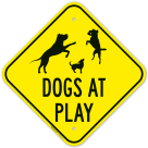 Dogs At Play With Graphic Sign