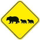 Bear Crossing With Graphic Sign