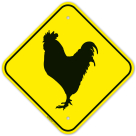 Rooster Crossing Graphic Sign