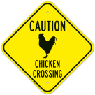 Caution Chicken Crossing With Graphic Sign