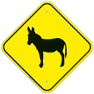 Donkey Crossing With Graphic Sign
