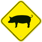 Pig Crossing With Graphic Sign,(SI-72551)
