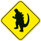Dinosaur Crossing With Graphic Sign
