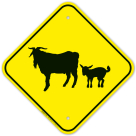 Goat With Kidbilly Crossing Sign