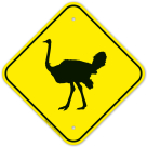 Ostrich Crossing With Graphic Sign